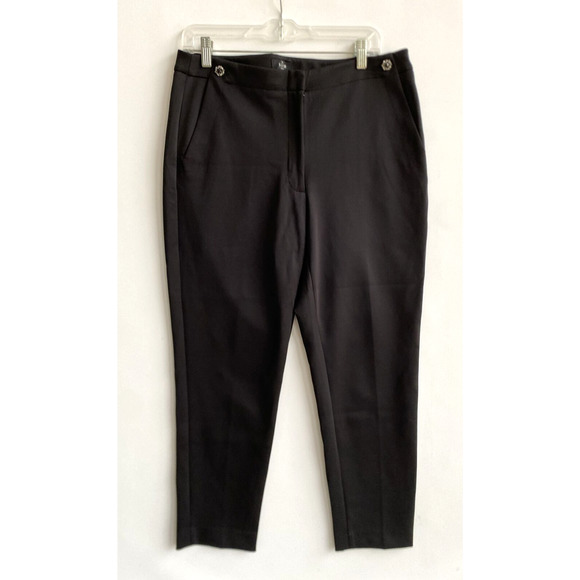 White House Black Market The Slim Ankle Pant Ponte Black High Rise Jewel Size 12 - Picture 1 of 6